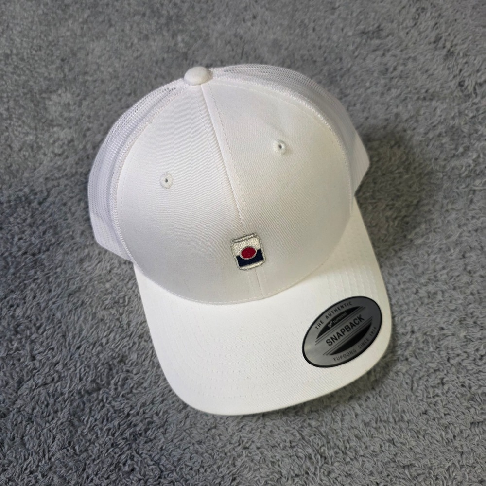 Yupoong Mens OSFA Trucker Hat White Spindrift Embroidered Snapback Cap 6606